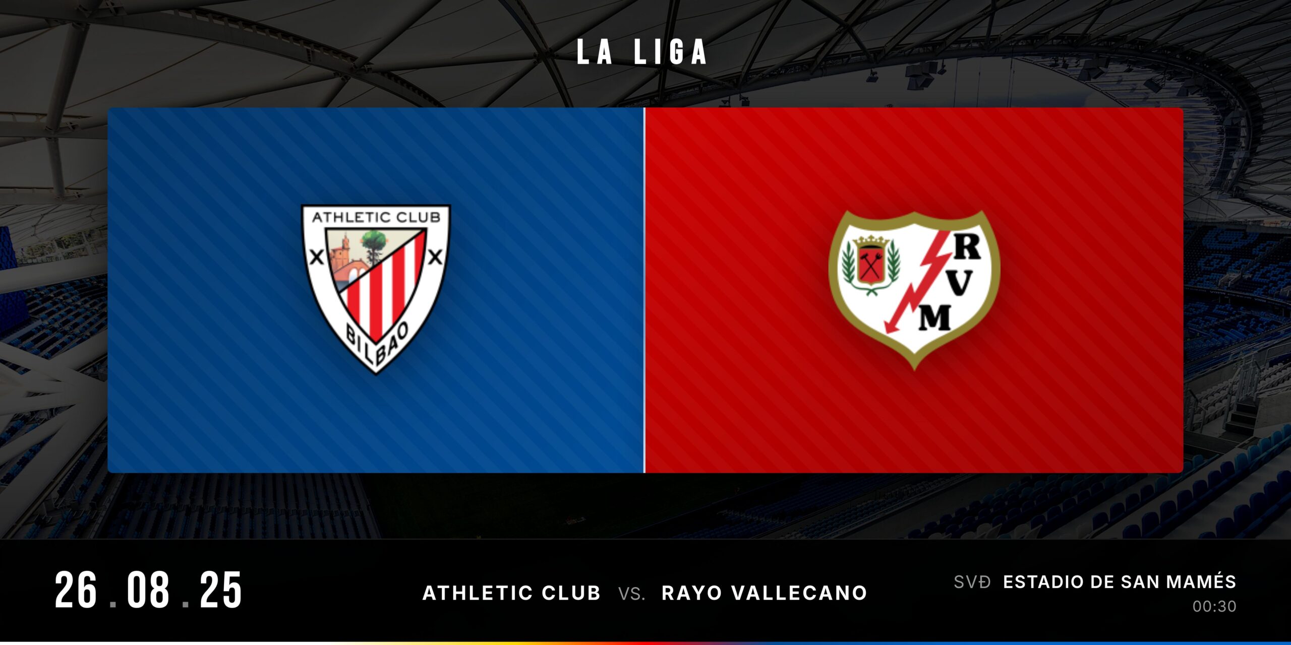 Matchday banner Athletic Club vs Rayo Vallecano La Liga 2025/26