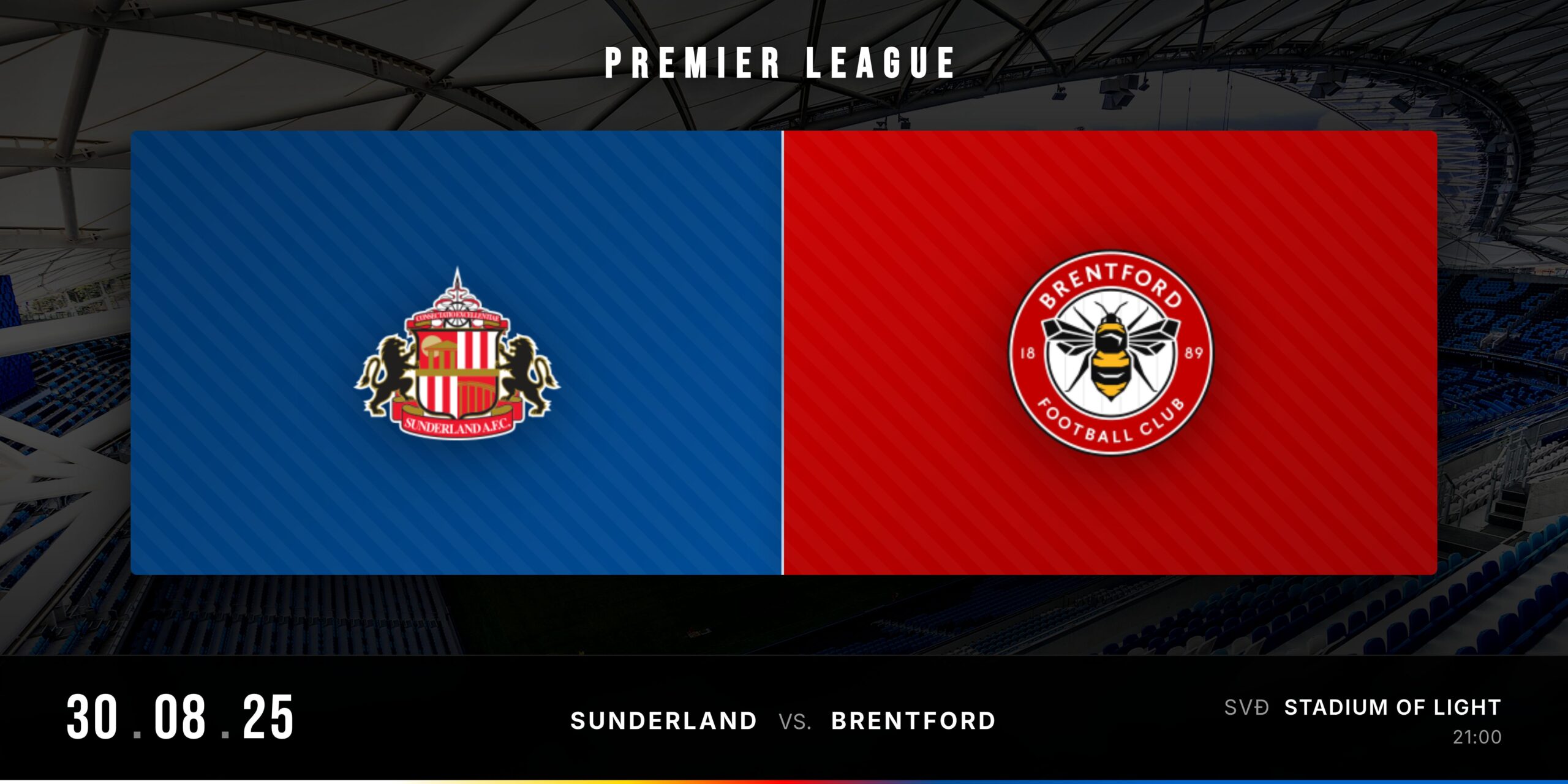 Banner ngày thi đấu Sunderland vs Brentford