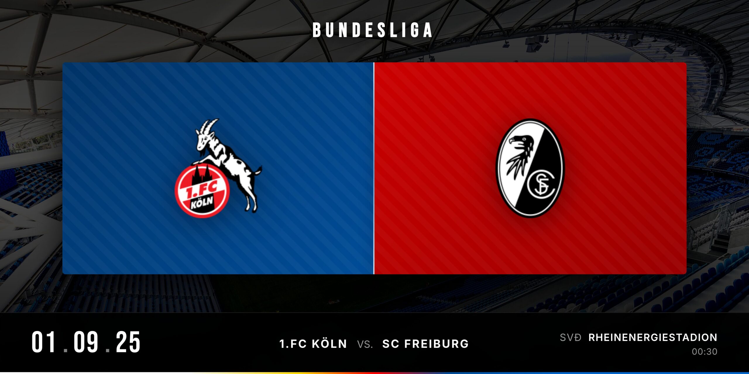 Matchday banner 1.FC Köln vs SC Freiburg – Bundesliga 2025/26