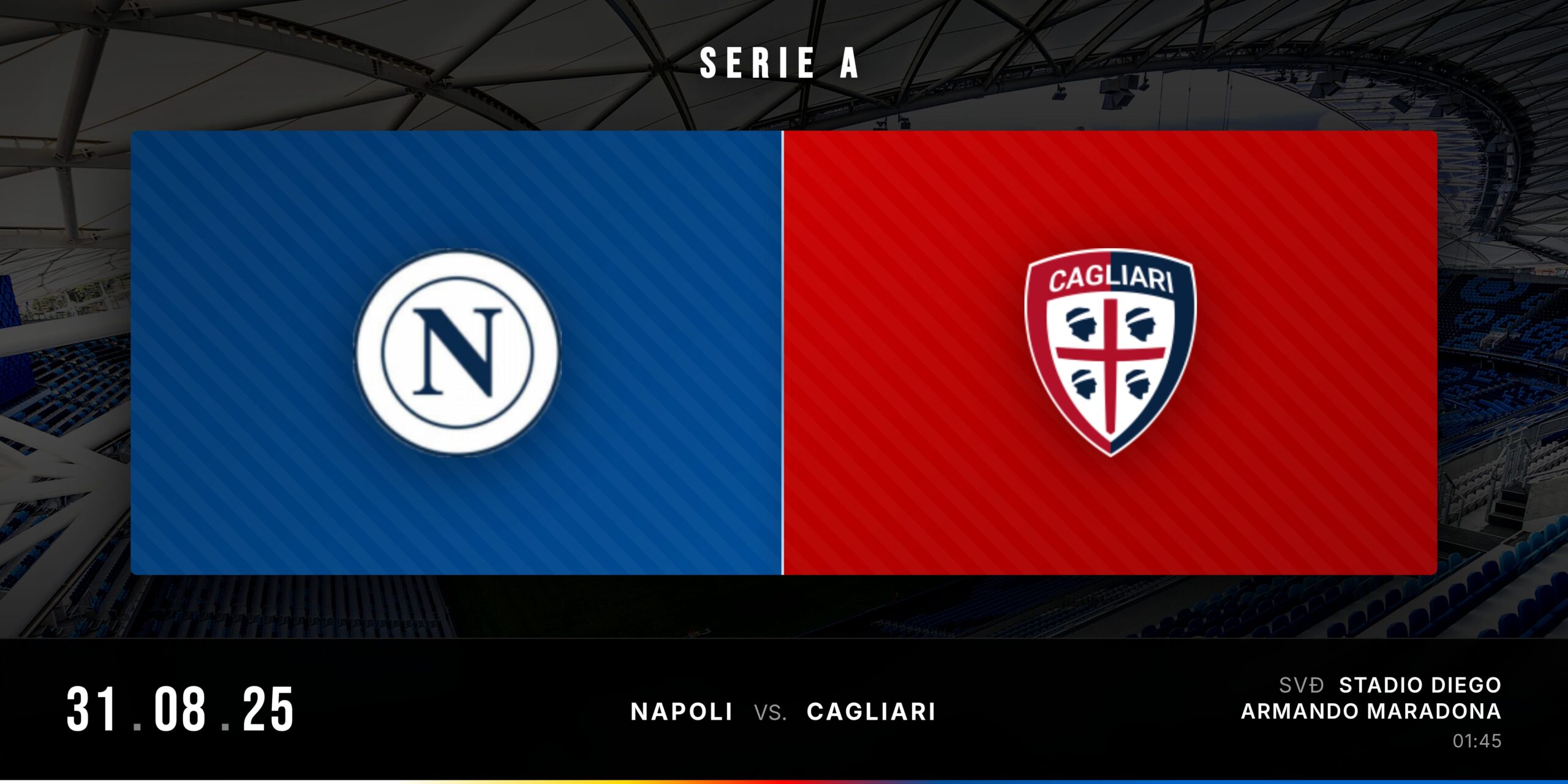 Matchday Banner Napoli vs Cagliari Serie A 2025