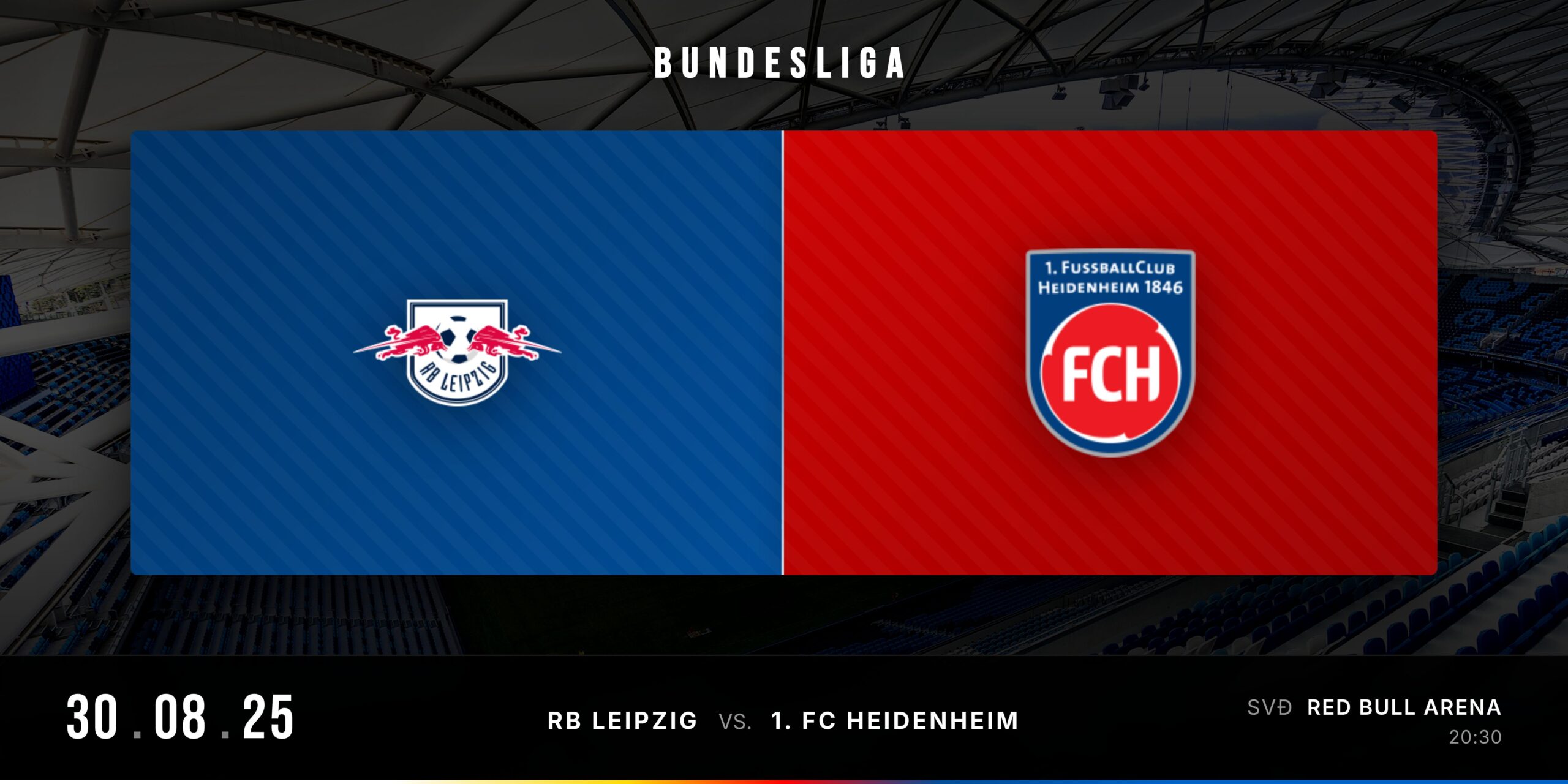 Matchday Banner RB Leipzig vs 1. FC Heidenheim Bundesliga 2025
