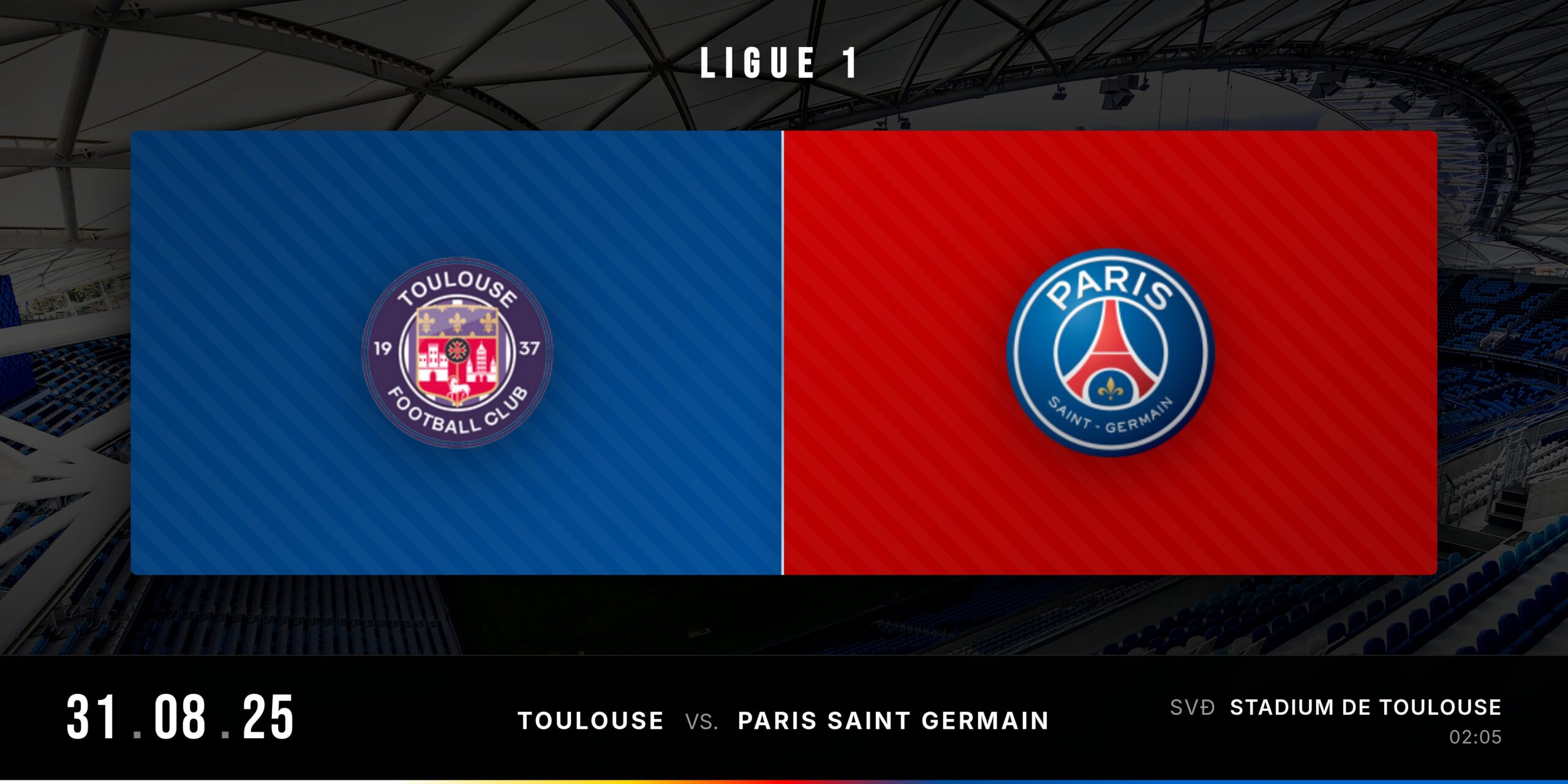 Matchday Banner Toulouse vs PSG Ligue 1 2025