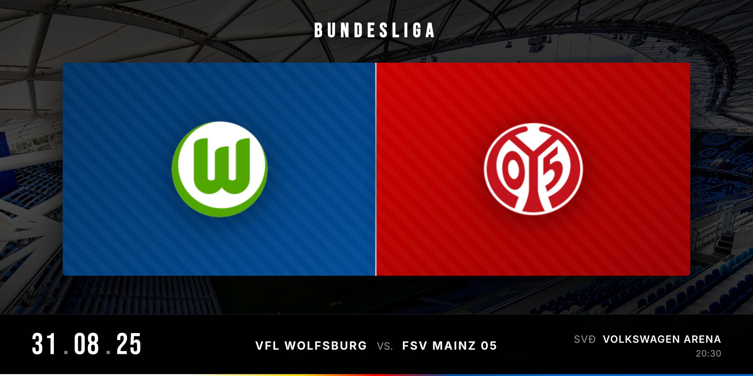 Matchday Banner VfL Wolfsburg vs FSV Mainz 05 – Bundesliga 2025/26