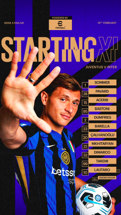 Ảnh chụp màn hình trực tiếp trận Juventus vs Inter mùa 2024-25