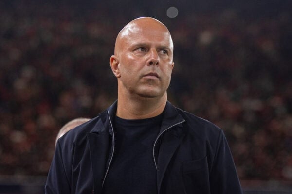 LIVERPOOL, ENGLAND - Wednesday, September 17, 2025: Liverpool's head coach Arne Slot during the UEFA Champions League match between Liverpool FC and Atletico Madrid FC at Anfield. (Photo by David Rawcliffe/Propaganda)