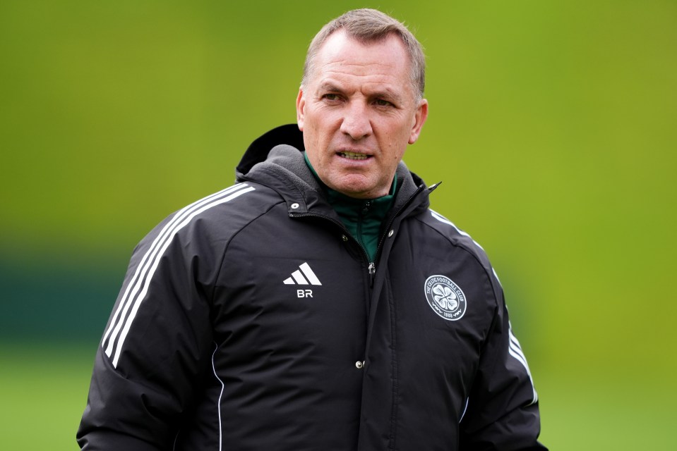 Celtic manager Brendan Rodgers in training.