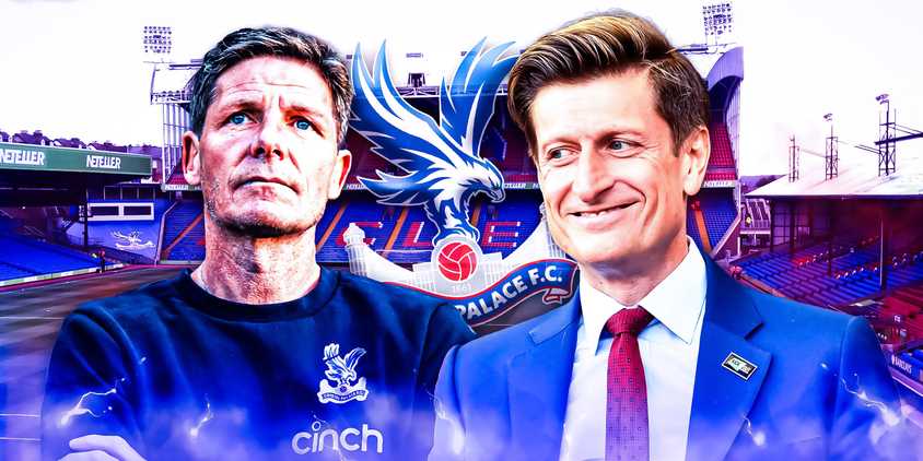 HLV Oliver Glasner (Crystal Palace) và chủ tịch Steve Parish trước sân Selhurst Park