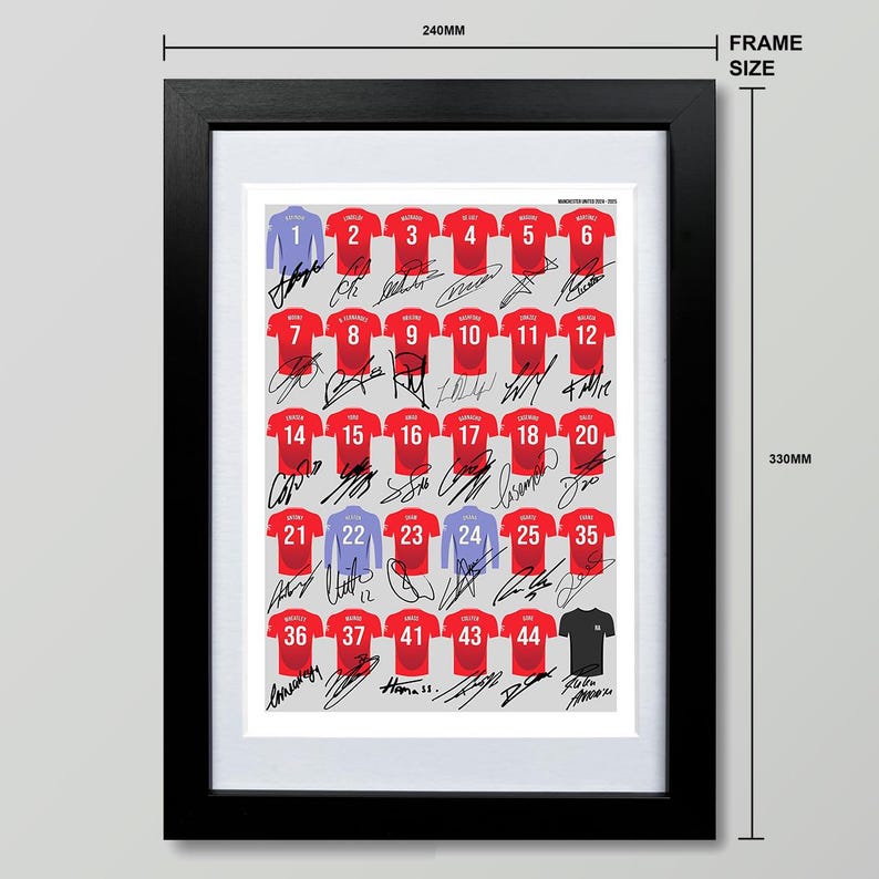 Poster đội hình Manchester United mùa 2024-2025 – Rashford, Garnacho, Bruno Fernandes