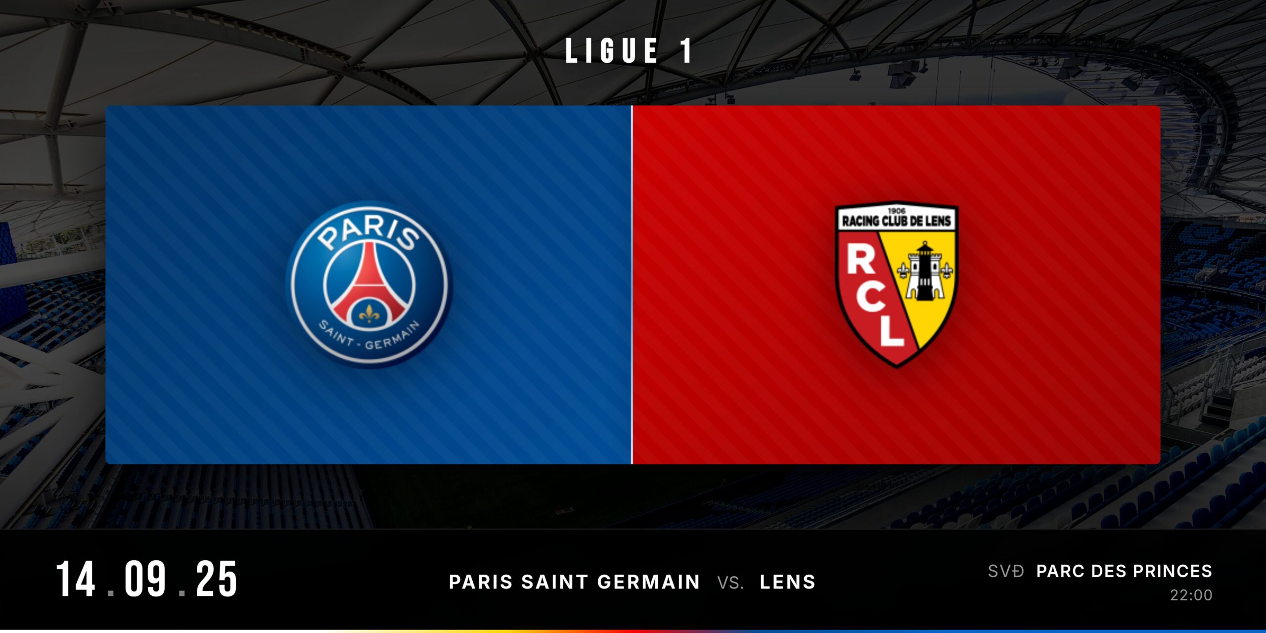 Banner trận đấu PSG vs Lens ngày 14/9/2025